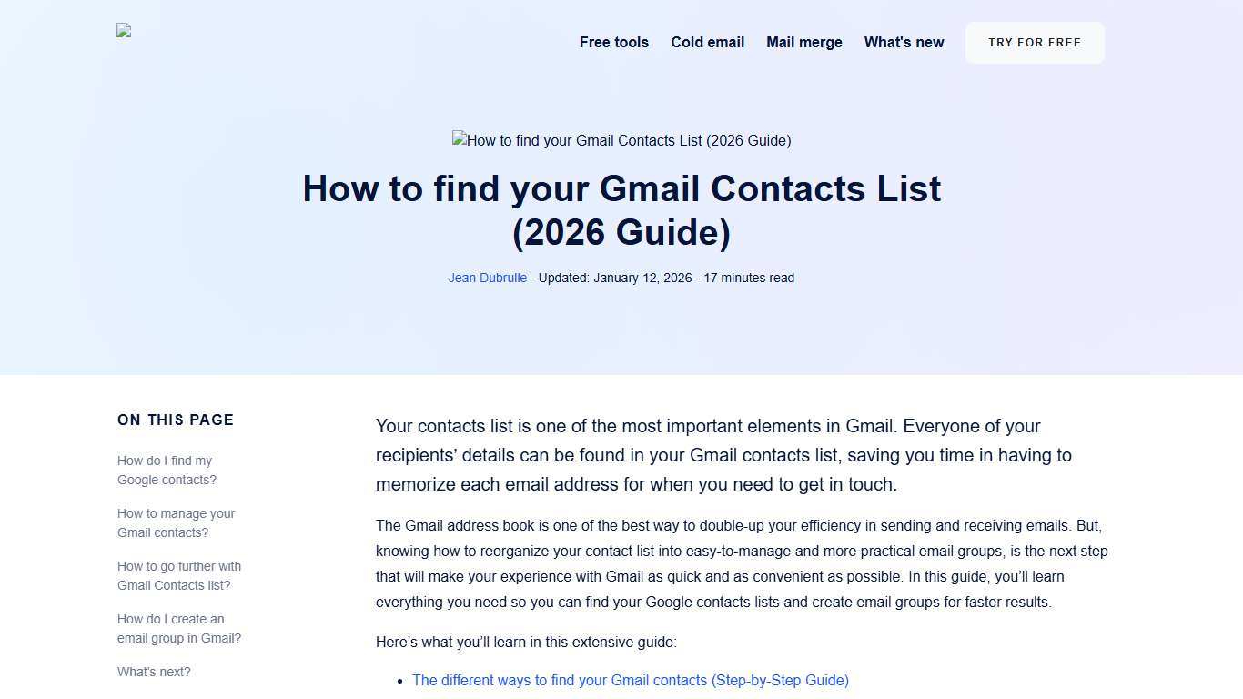 How to find your Gmail Contacts List (2026 Guide)