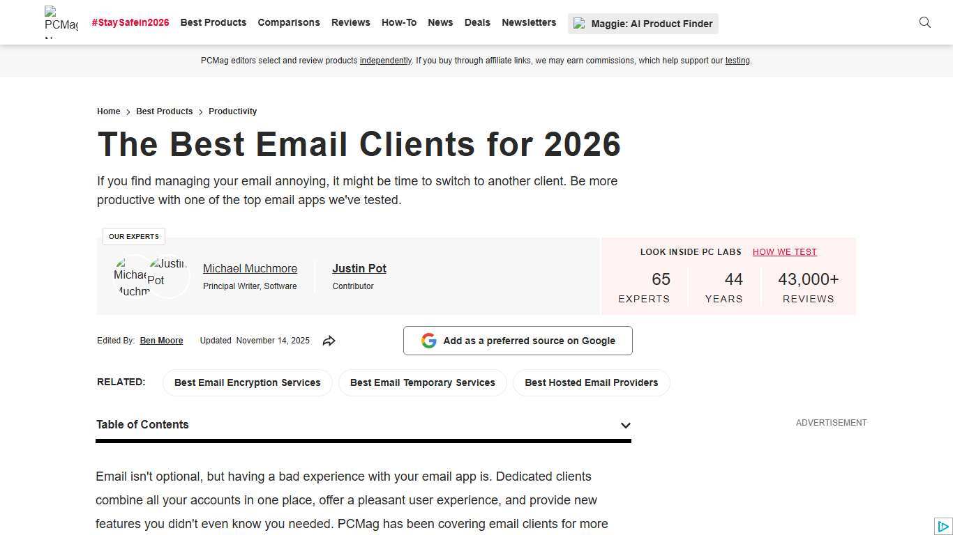 The Best Email Client's We've Tested for 2026 PCMag